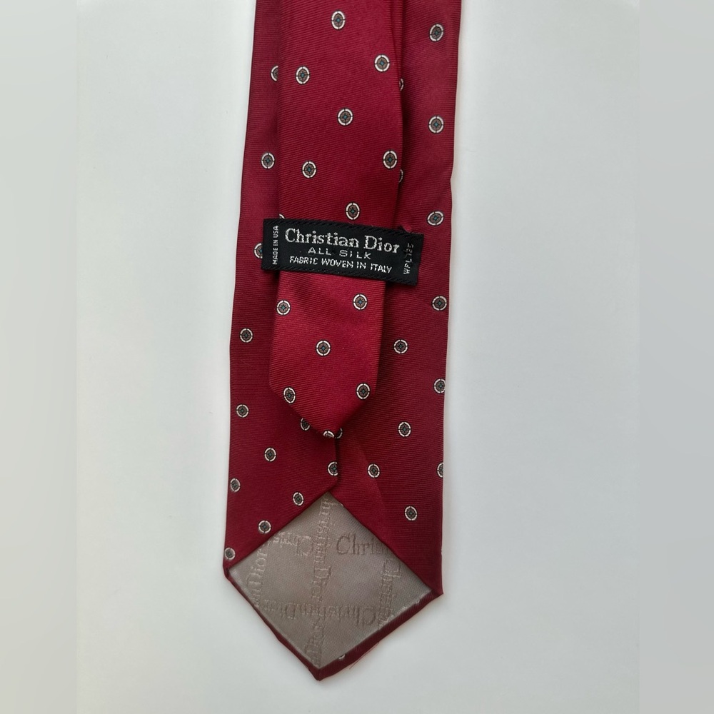 Christian Dior %100 Silk Elegant Red Patterned Men's Tie